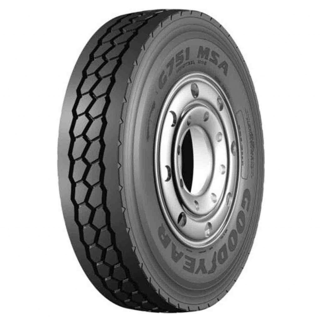 Llanta Goodyear G751™ MSA® Banda de rodamiento de compuesto especialmente resistente a la fricción. En pruebas controladas ha logrado hasta 50% más kilometraje que su predecesora. Ancha huella de la banda de rodamiento. Ayuda a incrementar la tracción en piso mojado. Carcasa robusta con diseño mejorado y mayor radio de banda de rodamiento. Incrementa el área de pisada de la banda de rodamiento, para un desgaste uniforme.